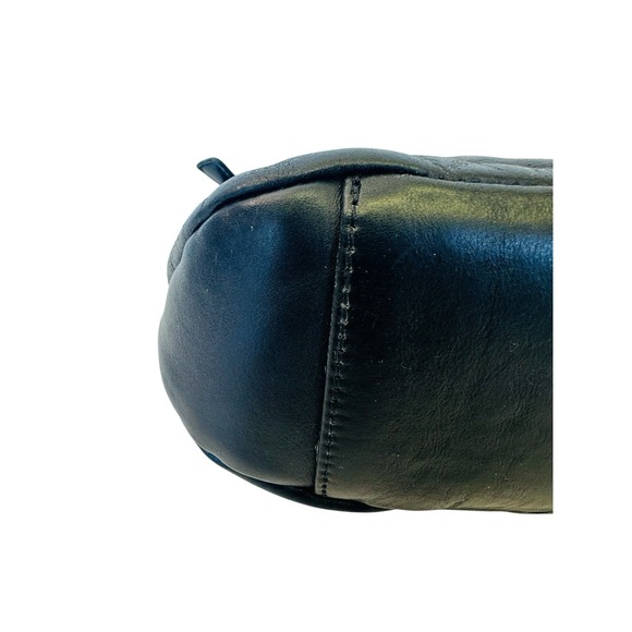 Franco Sarto Black Grommet Shoulder Bag Leather & Nylon  Zipper Closure - Picture 4 of 12